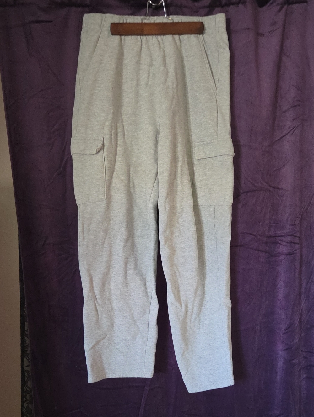 Women's Casual Cargo Sweatpants - Light Gray
